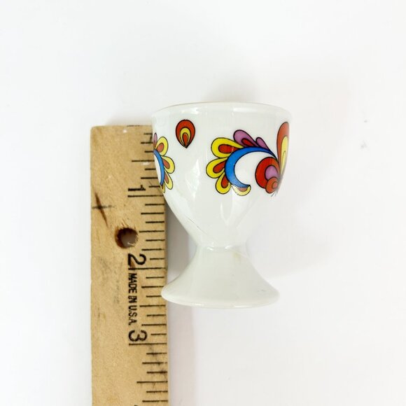 PORSGRUND Farmers Rose Footed Egg Cup Gold Trim Norway Single Cup MCM - Picture 8 of 8